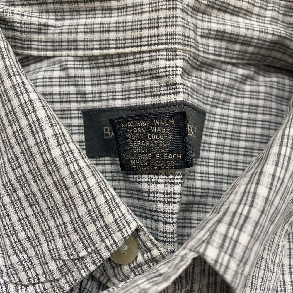 Banana Republic Gray White Windowpane 100% Cotton Button Down Shirt Size Medium - Picture 10 of 13